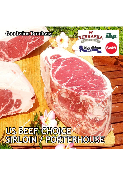 Beef Sirloin US CHOICE (Striploin / New York Strip / Has Luar) frozen small roast cuts +/- 1.6 kg/pc (price/kg) brand USDA IBP